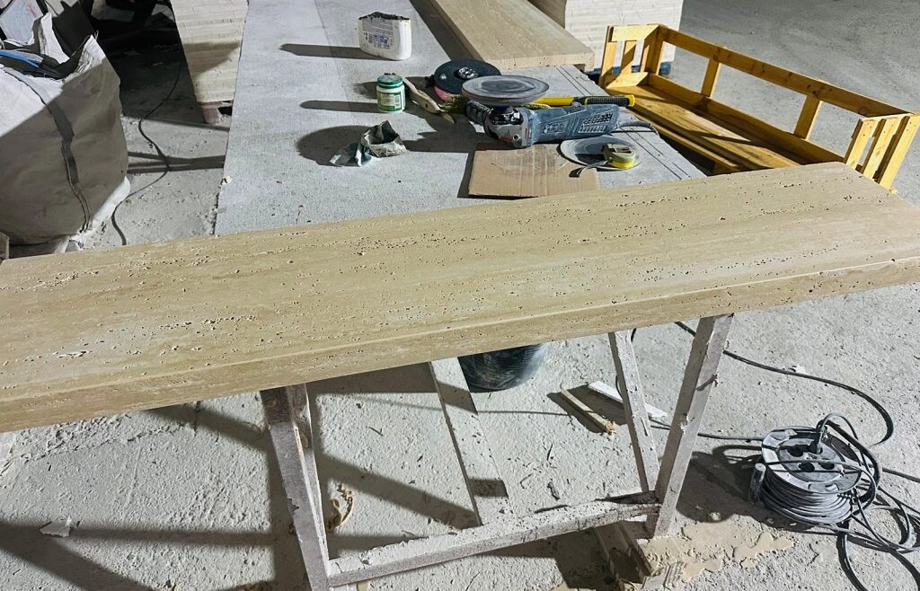 travertine-creme-stairs-mitered-edge