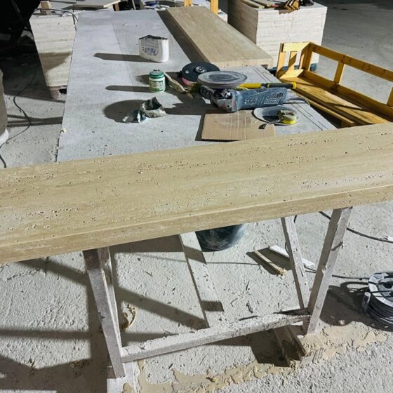 travertine-creme-stairs-mitered-edge